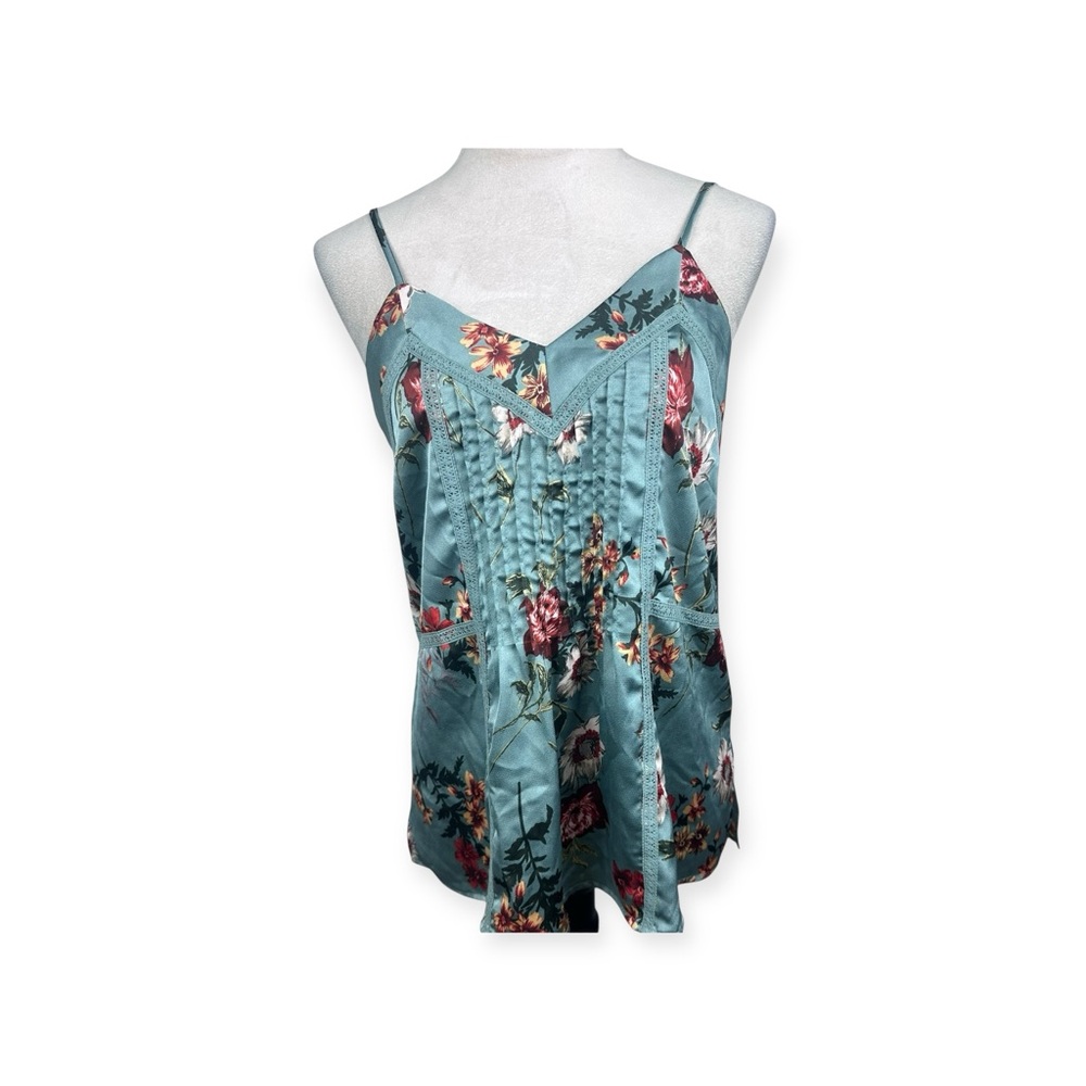 NWT Doe & Rae silky green floral print Pleated Camisole size small